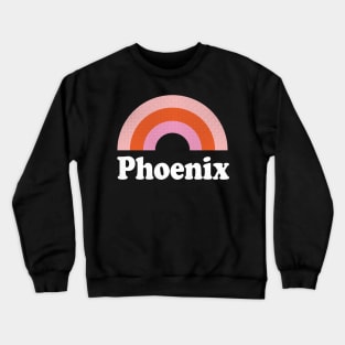 Phoenix, Arizona - AZ Retro Rainbow and Text Crewneck Sweatshirt